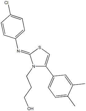 3-(2-[(4-chlorophenyl)imino]-4-(3,4-dimethylphenyl)-1,3-thiazol-3(2H)-yl)-1-propanol Struktur