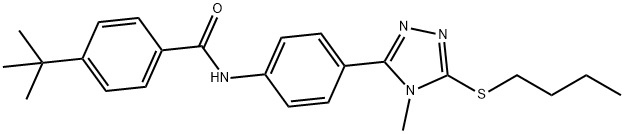 4-tert-butyl-N-{4-[5-(butylsulfanyl)-4-methyl-4H-1,2,4-triazol-3-yl]phenyl}benzamide Struktur