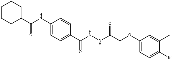 N-[4-({2-[(4-bromo-3-methylphenoxy)acetyl]hydrazino}carbonyl)phenyl]cyclohexanecarboxamide Struktur