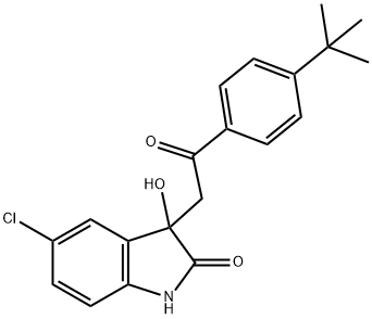 3-[2-(4-tert-butylphenyl)-2-oxoethyl]-5-chloro-3-hydroxy-1,3-dihydro-2H-indol-2-one Struktur