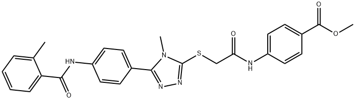 methyl 4-[({[4-methyl-5-(4-{[(2-methylphenyl)carbonyl]amino}phenyl)-4H-1,2,4-triazol-3-yl]sulfanyl}acetyl)amino]benzoate Struktur