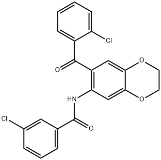 3-chloro-N-[7-(2-chlorobenzoyl)-2,3-dihydro-1,4-benzodioxin-6-yl]benzamide Struktur