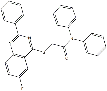 2-[(6-fluoro-2-phenyl-4-quinazolinyl)sulfanyl]-N,N-diphenylacetamide Struktur