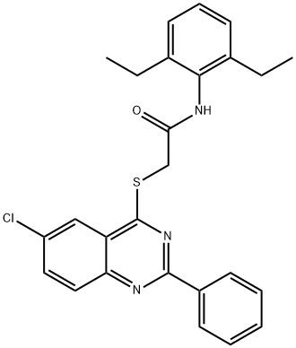 2-[(6-chloro-2-phenyl-4-quinazolinyl)sulfanyl]-N-(2,6-diethylphenyl)acetamide Struktur