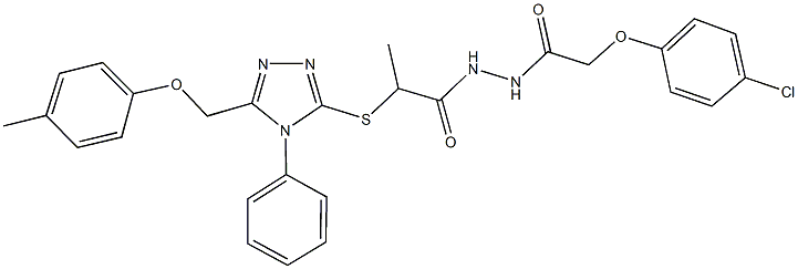 N'-[(4-chlorophenoxy)acetyl]-2-({5-[(4-methylphenoxy)methyl]-4-phenyl-4H-1,2,4-triazol-3-yl}sulfanyl)propanohydrazide Struktur