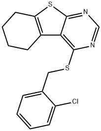 4-[(2-chlorobenzyl)sulfanyl]-5,6,7,8-tetrahydro[1]benzothieno[2,3-d]pyrimidine Struktur