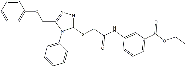 ethyl 3-[({[5-(phenoxymethyl)-4-phenyl-4H-1,2,4-triazol-3-yl]sulfanyl}acetyl)amino]benzoate Struktur