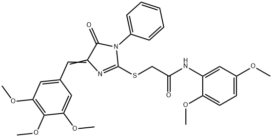 N-(2,5-dimethoxyphenyl)-2-{[5-oxo-1-phenyl-4-(3,4,5-trimethoxybenzylidene)-4,5-dihydro-1H-imidazol-2-yl]sulfanyl}acetamide Struktur