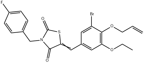 5-[4-(allyloxy)-3-bromo-5-ethoxybenzylidene]-3-(4-fluorobenzyl)-1,3-thiazolidine-2,4-dione Struktur