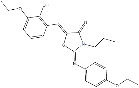 5-(3-ethoxy-2-hydroxybenzylidene)-2-[(4-ethoxyphenyl)imino]-3-propyl-1,3-thiazolidin-4-one Struktur