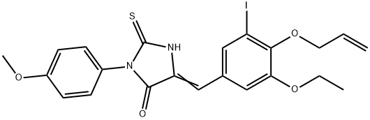 5-[4-(allyloxy)-3-ethoxy-5-iodobenzylidene]-3-(4-methoxyphenyl)-2-thioxo-4-imidazolidinone Struktur