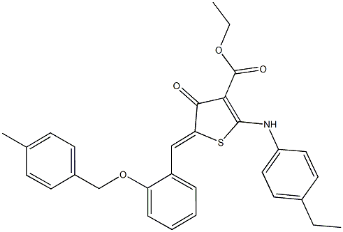 ethyl 2-(4-ethylanilino)-5-{2-[(4-methylbenzyl)oxy]benzylidene}-4-oxo-4,5-dihydro-3-thiophenecarboxylate Struktur