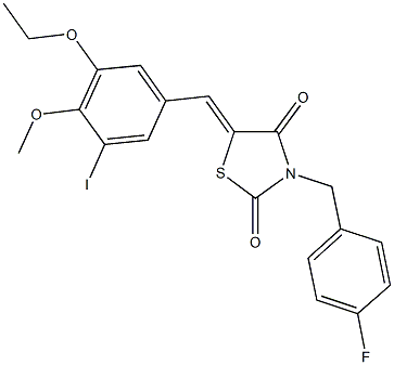 5-(3-ethoxy-5-iodo-4-methoxybenzylidene)-3-(4-fluorobenzyl)-1,3-thiazolidine-2,4-dione Struktur