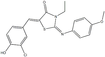 5-(3-chloro-4-hydroxybenzylidene)-3-ethyl-2-[(4-methoxyphenyl)imino]-1,3-thiazolidin-4-one Struktur