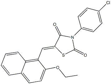 3-(4-chlorophenyl)-5-[(2-ethoxy-1-naphthyl)methylene]-1,3-thiazolidine-2,4-dione Struktur