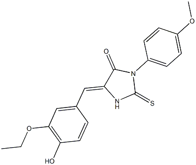 5-(3-ethoxy-4-hydroxybenzylidene)-3-(4-methoxyphenyl)-2-thioxo-4-imidazolidinone Struktur