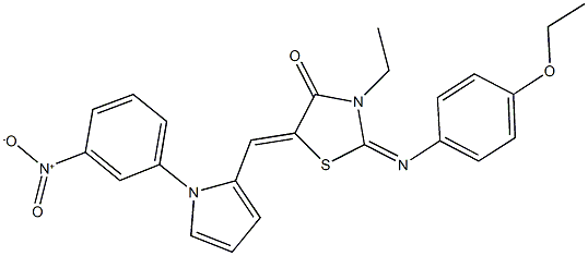 2-[(4-ethoxyphenyl)imino]-3-ethyl-5-[(1-{3-nitrophenyl}-1H-pyrrol-2-yl)methylene]-1,3-thiazolidin-4-one Struktur