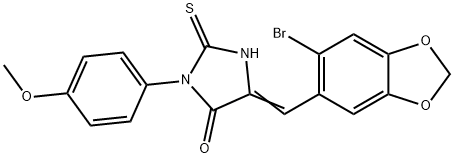 5-[(6-bromo-1,3-benzodioxol-5-yl)methylene]-3-(4-methoxyphenyl)-2-thioxo-4-imidazolidinone Struktur