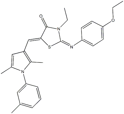 5-{[2,5-dimethyl-1-(3-methylphenyl)-1H-pyrrol-3-yl]methylene}-2-[(4-ethoxyphenyl)imino]-3-ethyl-1,3-thiazolidin-4-one Struktur