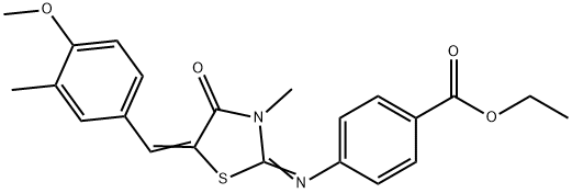 ethyl 4-{[5-(4-methoxy-3-methylbenzylidene)-3-methyl-4-oxo-1,3-thiazolidin-2-ylidene]amino}benzoate Struktur