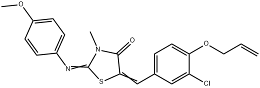 5-[4-(allyloxy)-3-chlorobenzylidene]-2-[(4-methoxyphenyl)imino]-3-methyl-1,3-thiazolidin-4-one Struktur