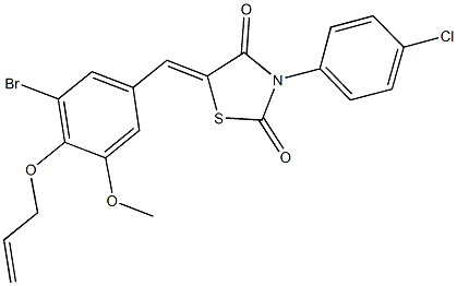 5-[4-(allyloxy)-3-bromo-5-methoxybenzylidene]-3-(4-chlorophenyl)-1,3-thiazolidine-2,4-dione Struktur