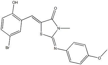 5-(5-bromo-2-hydroxybenzylidene)-2-[(4-methoxyphenyl)imino]-3-methyl-1,3-thiazolidin-4-one Struktur