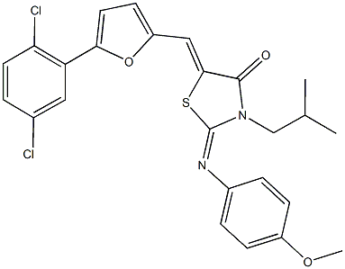 5-{[5-(2,5-dichlorophenyl)-2-furyl]methylene}-3-isobutyl-2-[(4-methoxyphenyl)imino]-1,3-thiazolidin-4-one Struktur