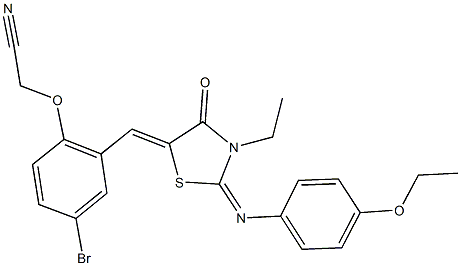 [4-bromo-2-({2-[(4-ethoxyphenyl)imino]-3-ethyl-4-oxo-1,3-thiazolidin-5-ylidene}methyl)phenoxy]acetonitrile Struktur