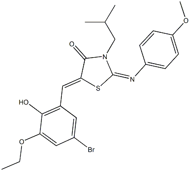 5-(5-bromo-3-ethoxy-2-hydroxybenzylidene)-3-isobutyl-2-[(4-methoxyphenyl)imino]-1,3-thiazolidin-4-one Struktur