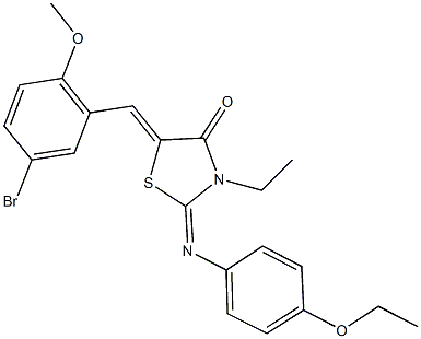 5-(5-bromo-2-methoxybenzylidene)-2-[(4-ethoxyphenyl)imino]-3-ethyl-1,3-thiazolidin-4-one Struktur