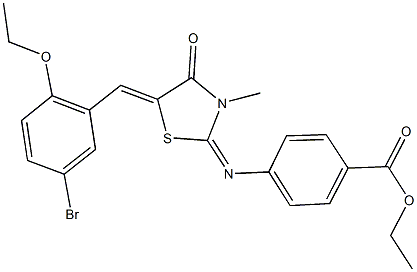 ethyl 4-{[5-(5-bromo-2-ethoxybenzylidene)-3-methyl-4-oxo-1,3-thiazolidin-2-ylidene]amino}benzoate Struktur