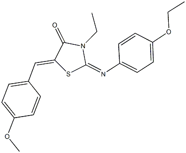 2-[(4-ethoxyphenyl)imino]-3-ethyl-5-(4-methoxybenzylidene)-1,3-thiazolidin-4-one Struktur