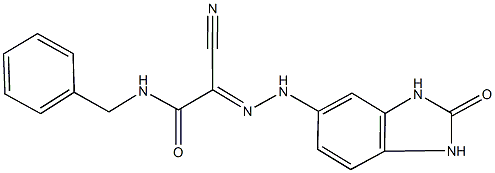 N-benzyl-2-cyano-2-[(2-oxo-2,3-dihydro-1H-benzimidazol-5-yl)hydrazono]acetamide Struktur