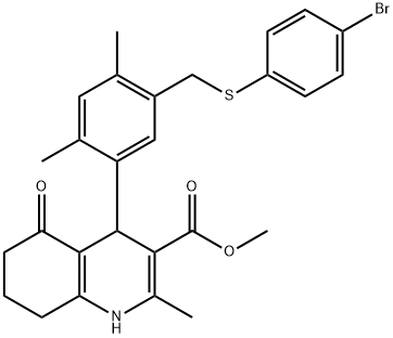 methyl 4-(5-{[(4-bromophenyl)sulfanyl]methyl}-2,4-dimethylphenyl)-2-methyl-5-oxo-1,4,5,6,7,8-hexahydro-3-quinolinecarboxylate Struktur