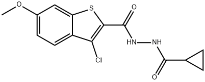 3-chloro-N'-(cyclopropylcarbonyl)-6-methoxy-1-benzothiophene-2-carbohydrazide Struktur