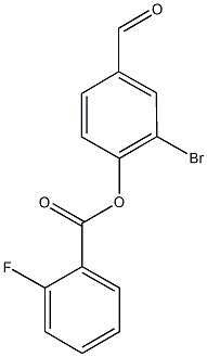 2-bromo-4-formylphenyl 2-fluorobenzoate Struktur