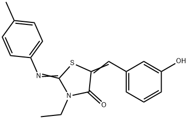 3-ethyl-5-(3-hydroxybenzylidene)-2-[(4-methylphenyl)imino]-1,3-thiazolidin-4-one Struktur