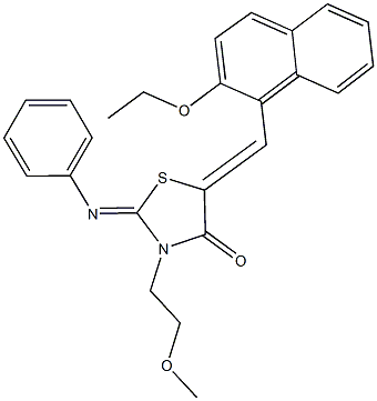 5-[(2-ethoxy-1-naphthyl)methylene]-3-(2-methoxyethyl)-2-(phenylimino)-1,3-thiazolidin-4-one Struktur