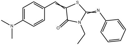 5-[4-(dimethylamino)benzylidene]-3-ethyl-2-(phenylimino)-1,3-thiazolidin-4-one Struktur