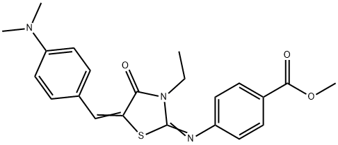 methyl 4-({5-[4-(dimethylamino)benzylidene]-3-ethyl-4-oxo-1,3-thiazolidin-2-ylidene}amino)benzoate Struktur