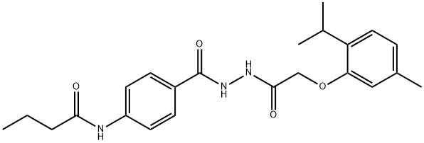 N-[4-({2-[(2-isopropyl-5-methylphenoxy)acetyl]hydrazino}carbonyl)phenyl]butanamide Struktur