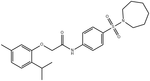 N-[4-(1-azepanylsulfonyl)phenyl]-2-(2-isopropyl-5-methylphenoxy)acetamide Struktur