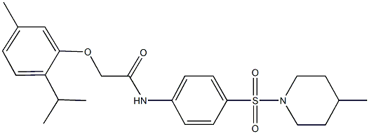 2-(2-isopropyl-5-methylphenoxy)-N-{4-[(4-methyl-1-piperidinyl)sulfonyl]phenyl}acetamide Struktur