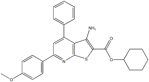 cyclohexyl 3-amino-6-(4-methoxyphenyl)-4-phenylthieno[2,3-b]pyridine-2-carboxylate Struktur