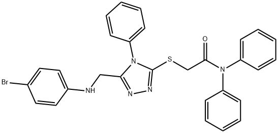 2-({5-[(4-bromoanilino)methyl]-4-phenyl-4H-1,2,4-triazol-3-yl}sulfanyl)-N,N-diphenylacetamide Struktur