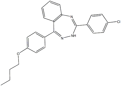 butyl 4-[2-(4-chlorophenyl)-3H-1,3,4-benzotriazepin-5-yl]phenyl ether Struktur