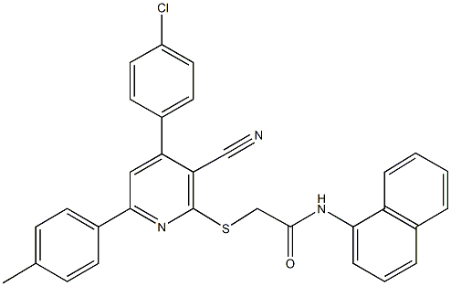 2-{[4-(4-chlorophenyl)-3-cyano-6-(4-methylphenyl)-2-pyridinyl]sulfanyl}-N-(1-naphthyl)acetamide Struktur