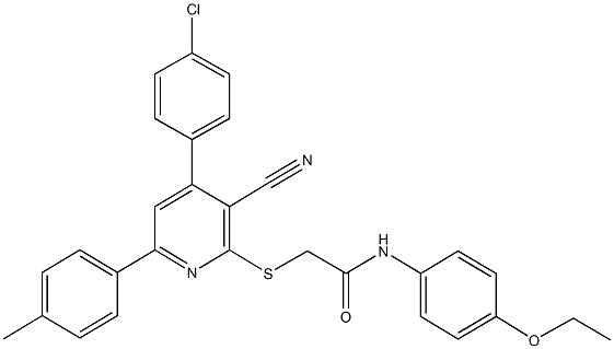 2-{[4-(4-chlorophenyl)-3-cyano-6-(4-methylphenyl)-2-pyridinyl]sulfanyl}-N-(4-ethoxyphenyl)acetamide Struktur