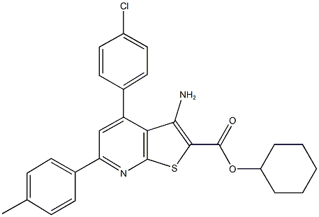 cyclohexyl 3-amino-4-(4-chlorophenyl)-6-(4-methylphenyl)thieno[2,3-b]pyridine-2-carboxylate Struktur